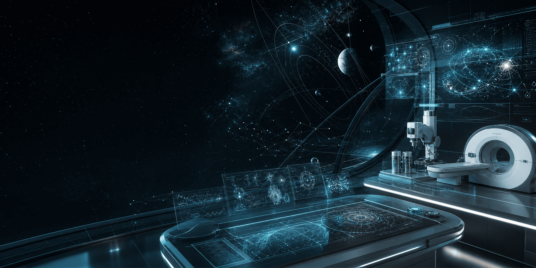 Realistic command room with transparent data displays